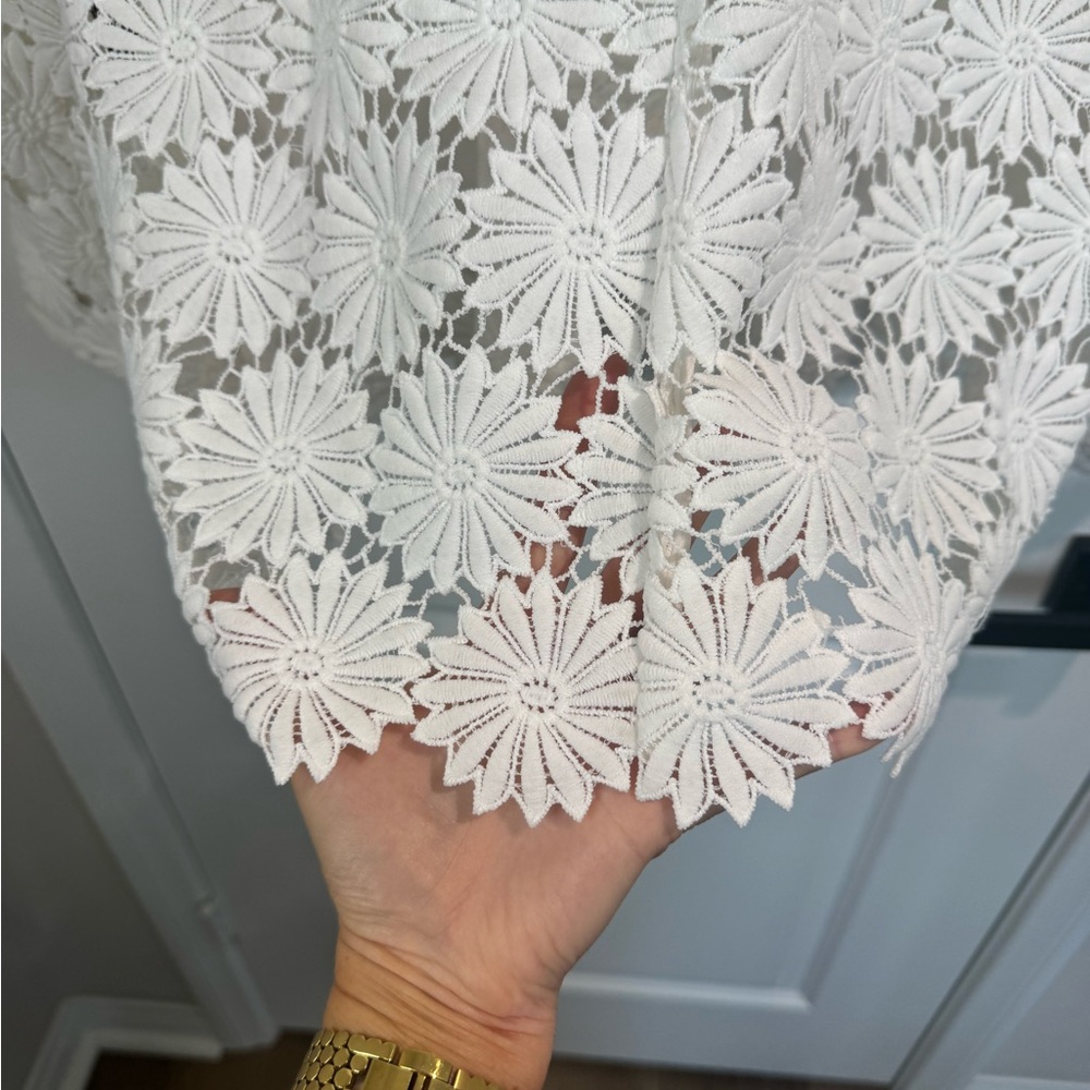 berek White Daisy Lace Blazer Floral Textured Button Front Large - Picture 11 of 13